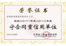守合同重信用单位证书